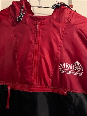 Red Hooded Windbreaker Jacket